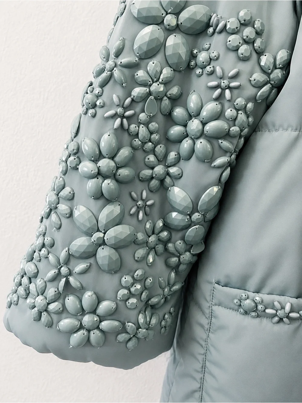 Twinset Simona Barbieri Girls XL Mint Green White Duck Down Puffer Jacket Coat